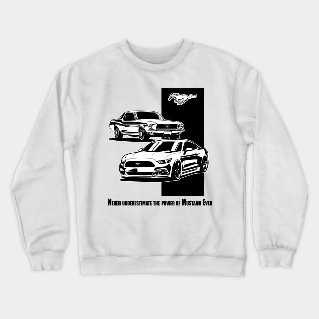 Ford Mustang first generation and latest model illustration graphics Crewneck Sweatshirt by ASAKDESIGNS